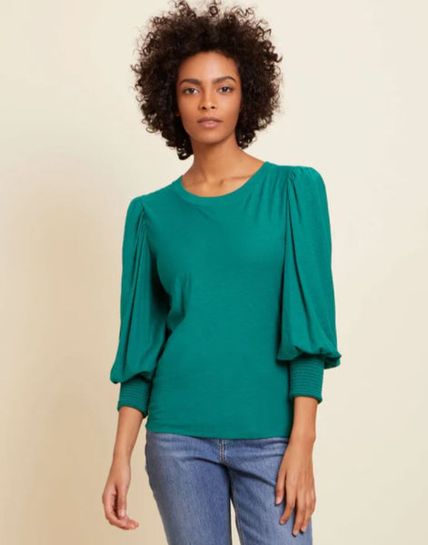 Nation Ltd. Loren Smocked Tee-Emerald
