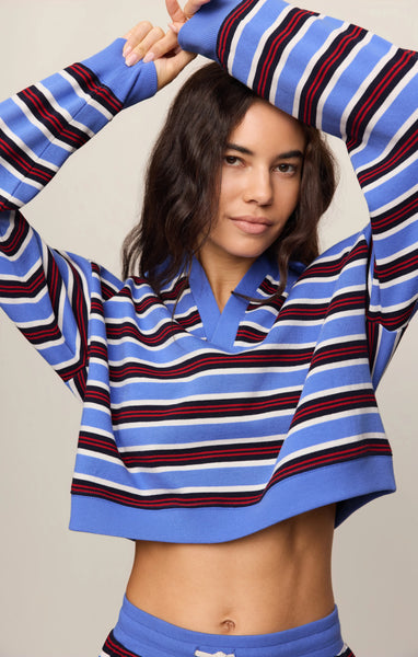 Z Supply Low Key Stripe Fleece Henley
