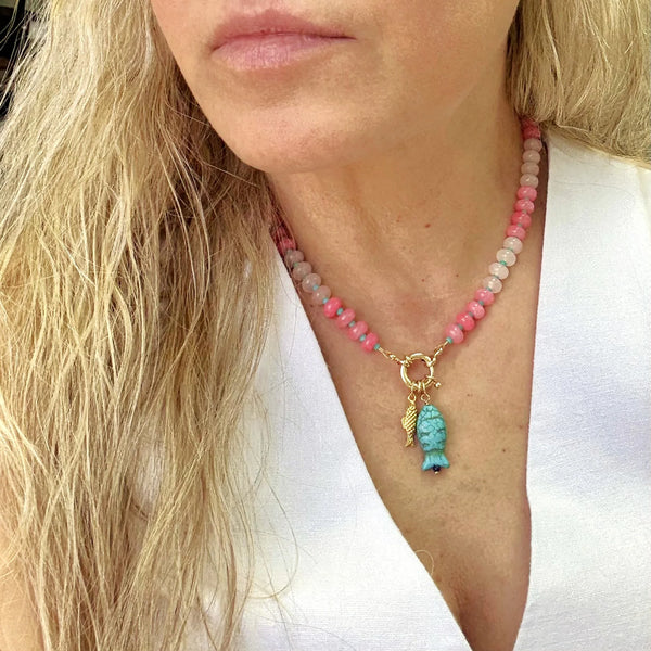 The Silver Wren Luca Stone Candy Fish Necklace
