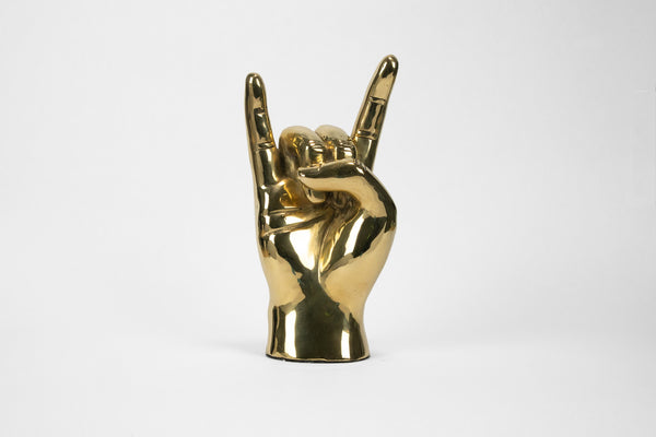 Lisa Lee Bagby Horns Up Brass Sculpture (or Rock and Roll)