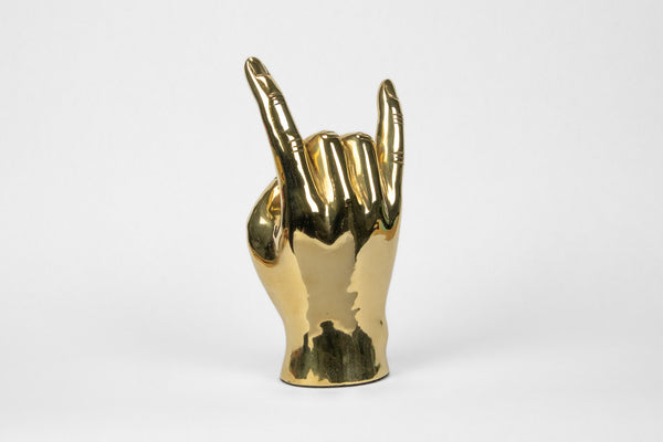 Lisa Lee Bagby Horns Up Brass Sculpture (or Rock and Roll)