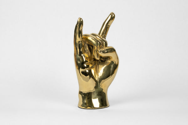Lisa Lee Bagby Horns Up Brass Sculpture (or Rock and Roll)
