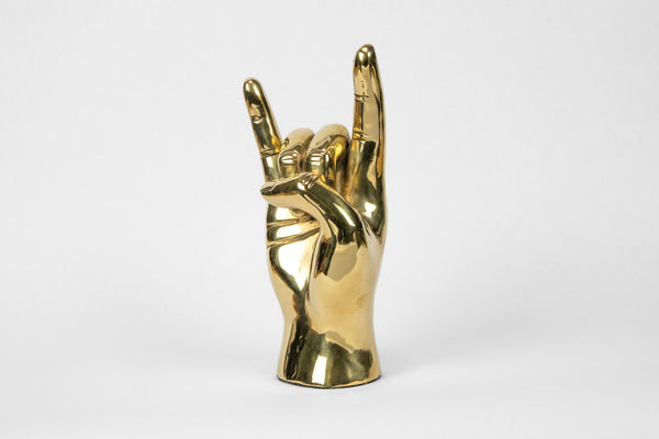 Lisa Lee Bagby Horns Up Brass Sculpture (or Rock and Roll)