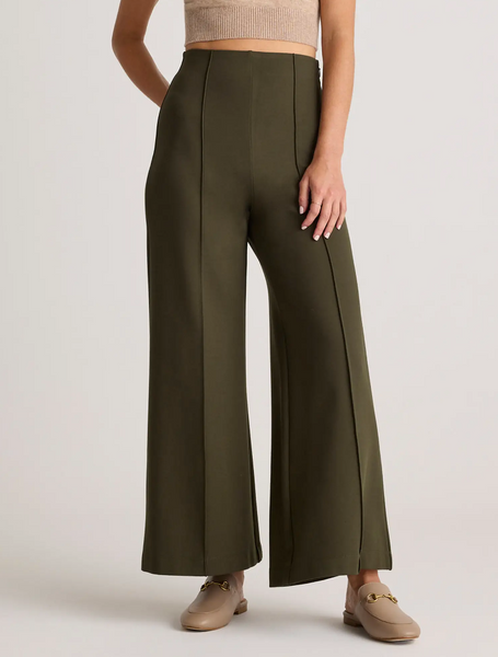 Ripley Rader Ponte Knit Wide Leg Pant Cropped-Olive