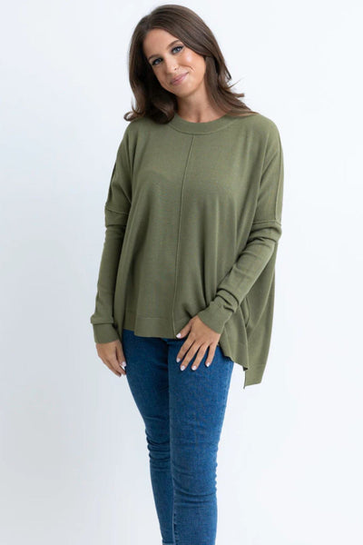Karlie Olive Novelty Crew Sweater