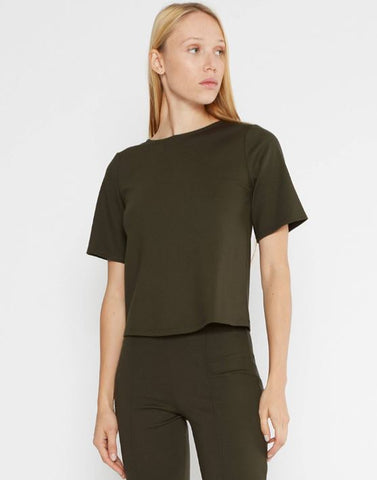 Ripley Rader Ponte Knit Short Sleeve Top Extended-Olive