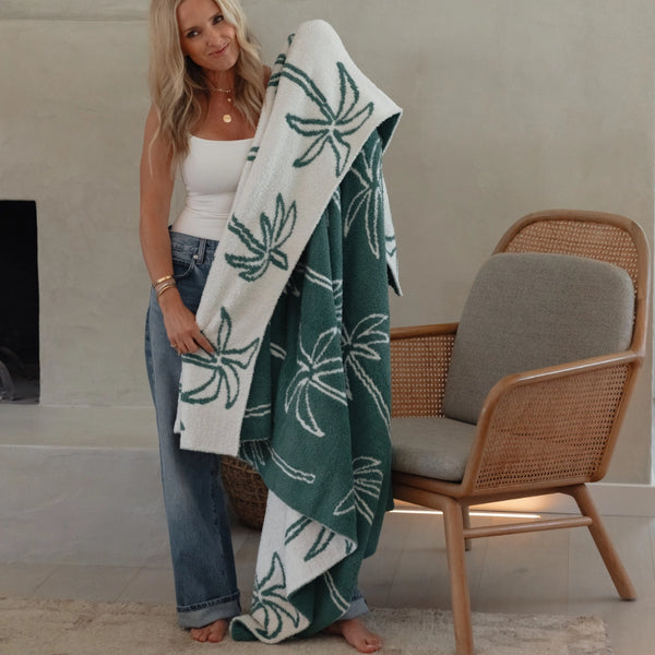 Local Beach Multi Palm Tree Luxe Home Blanket