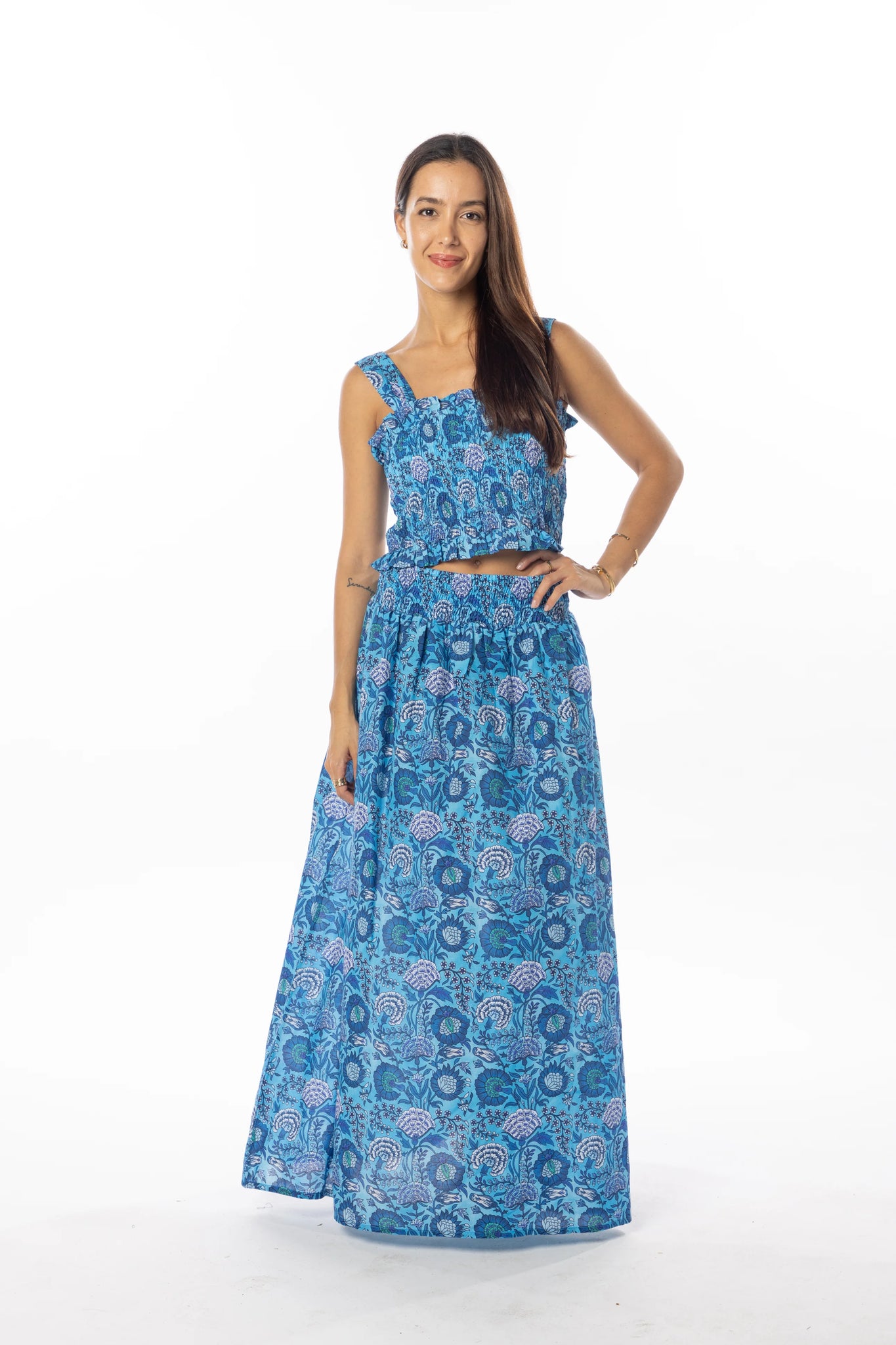 Bindu Parker Skirt -Azure