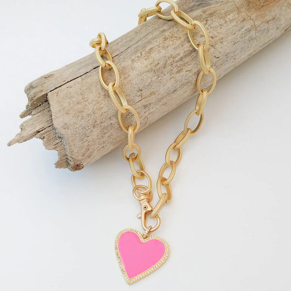 Virtue Etched Chain w/ Enamel Heart