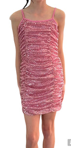 Flowers By Zoe Pink Sequin Ruched Dress
