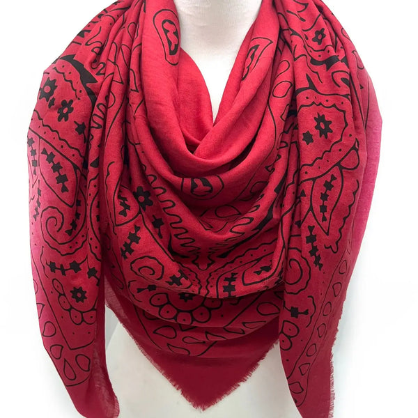 Lineta Square Scarf-Red