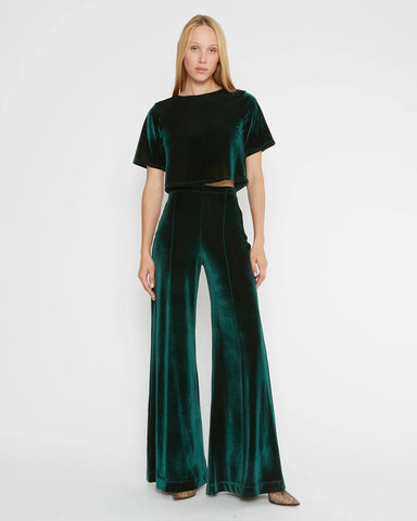 Ripley Rader Emerald Velvet Wide Leg Pant