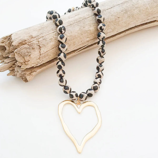 Virtue Gemstone Beaded Necklace with XL Heart