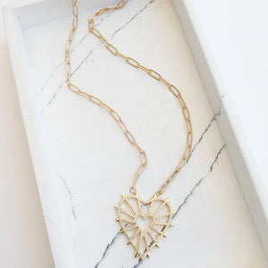 Virtue Studded CZ Heart Necklace