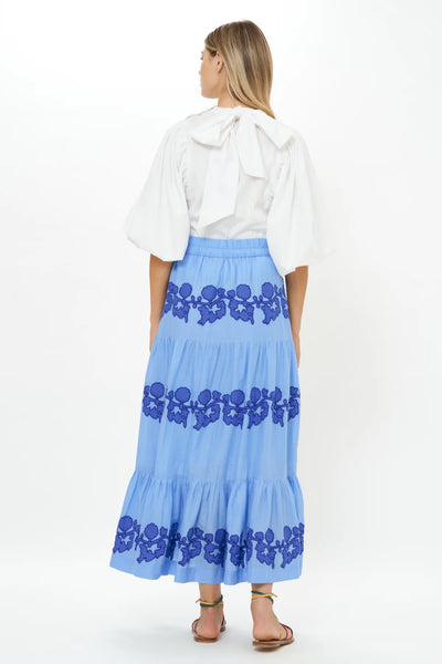 Oliphant Button Front Skirt-Tangier Blue