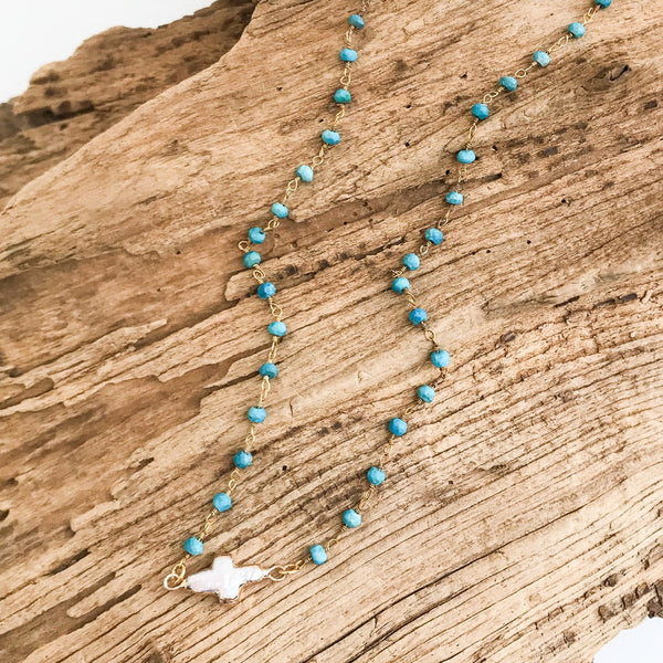 Virtue Pearl Bezel Cross Necklace