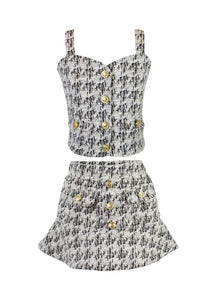 FBZ Tweed Top Gold Button Top