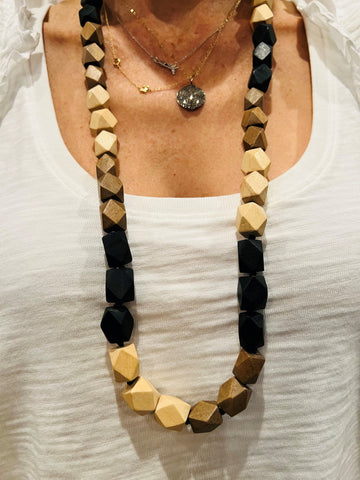 Athens Single Strand Wooden Necklace