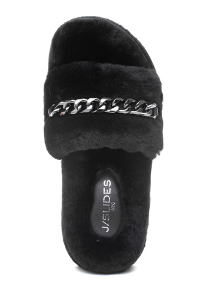 J Slides Billie Black Shearling – Muse