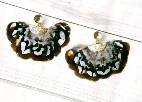 Virtue Hammered Post Feather Earrings