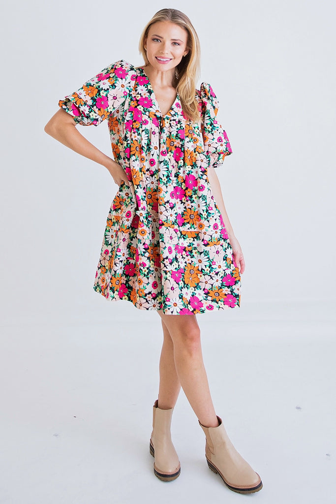 Karlie Floral Puff Sleeve Dress – Muse