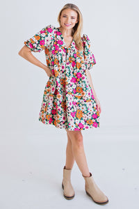 Karlie Floral Puff Sleeve Dress