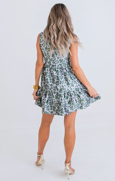 Karlie Leopard Tier Mini Dress