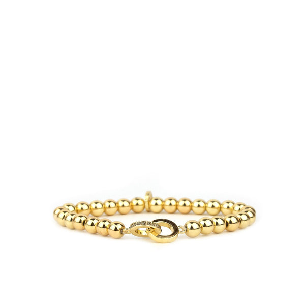 Marlyn Schiff Beaded Brass Ball Bracelet w/ Interlocking Circles